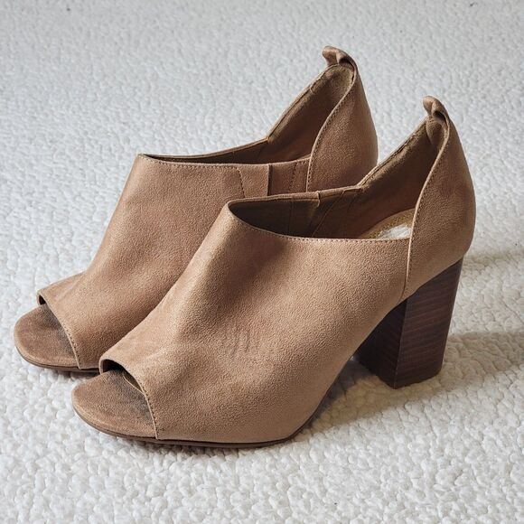 ASOS Women Sz 6 1150417 Beige Summer Platform Block Heel Peep Toe Slide On Shoes - Picture 2 of 10